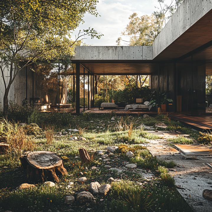 Before - Neglected Modern Backyard