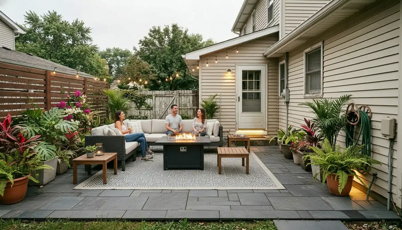 Patio after AI landscape design refresh