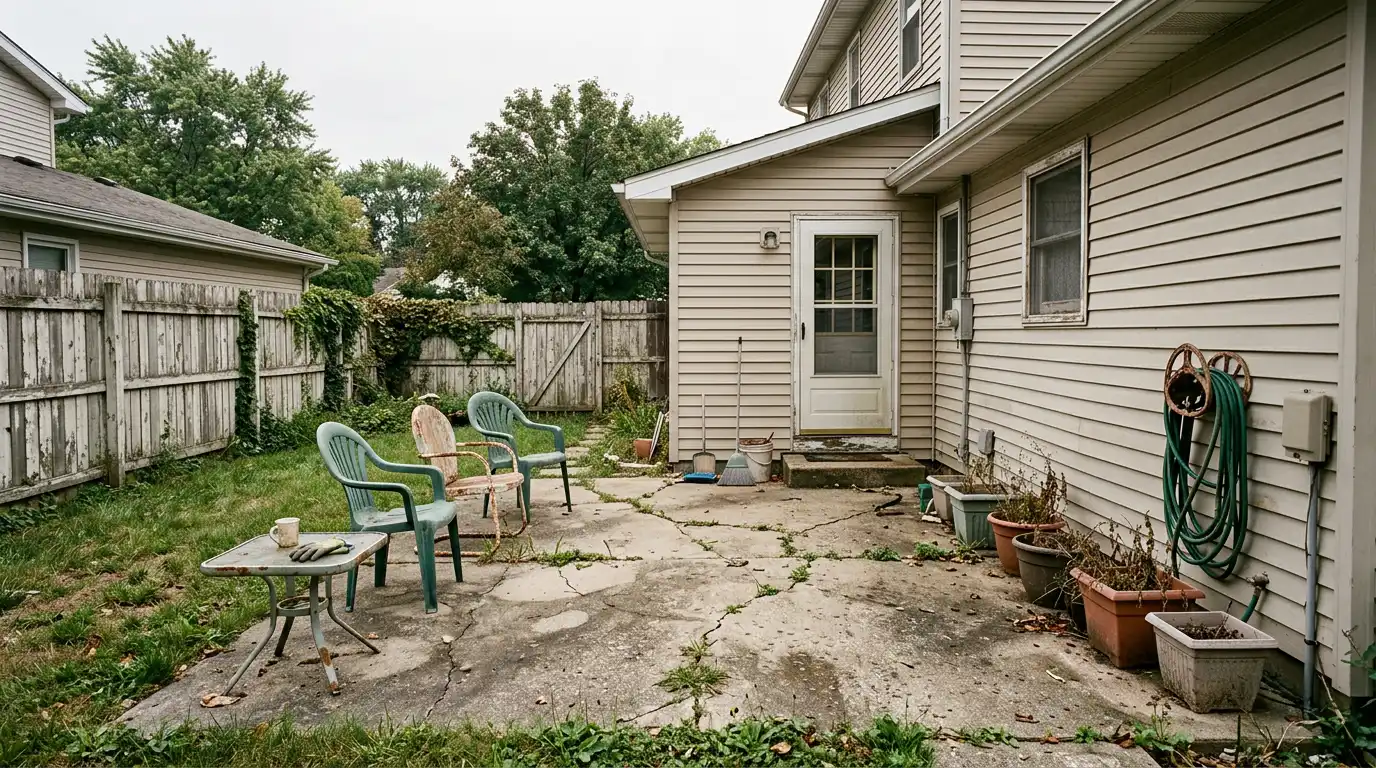 Residential patio before transformation