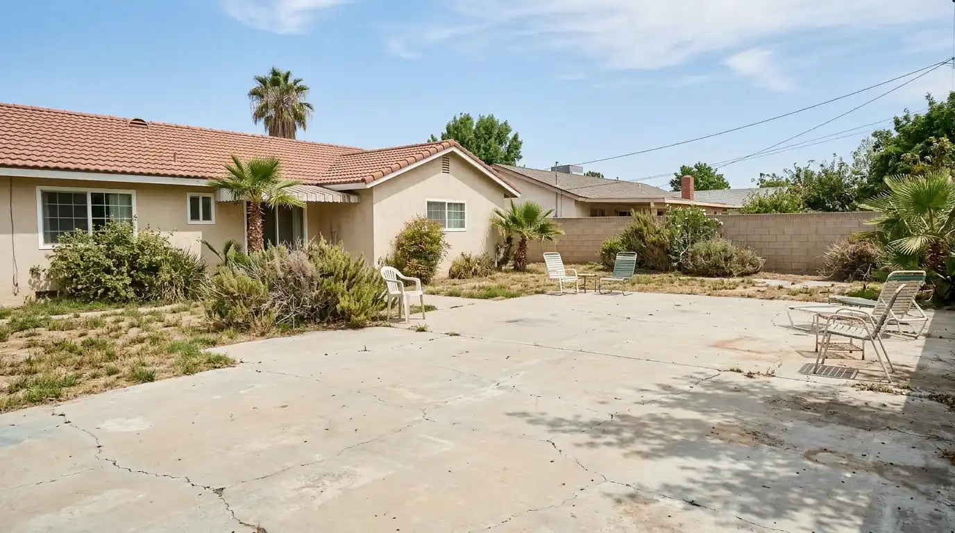 Pool and spa area before transformation