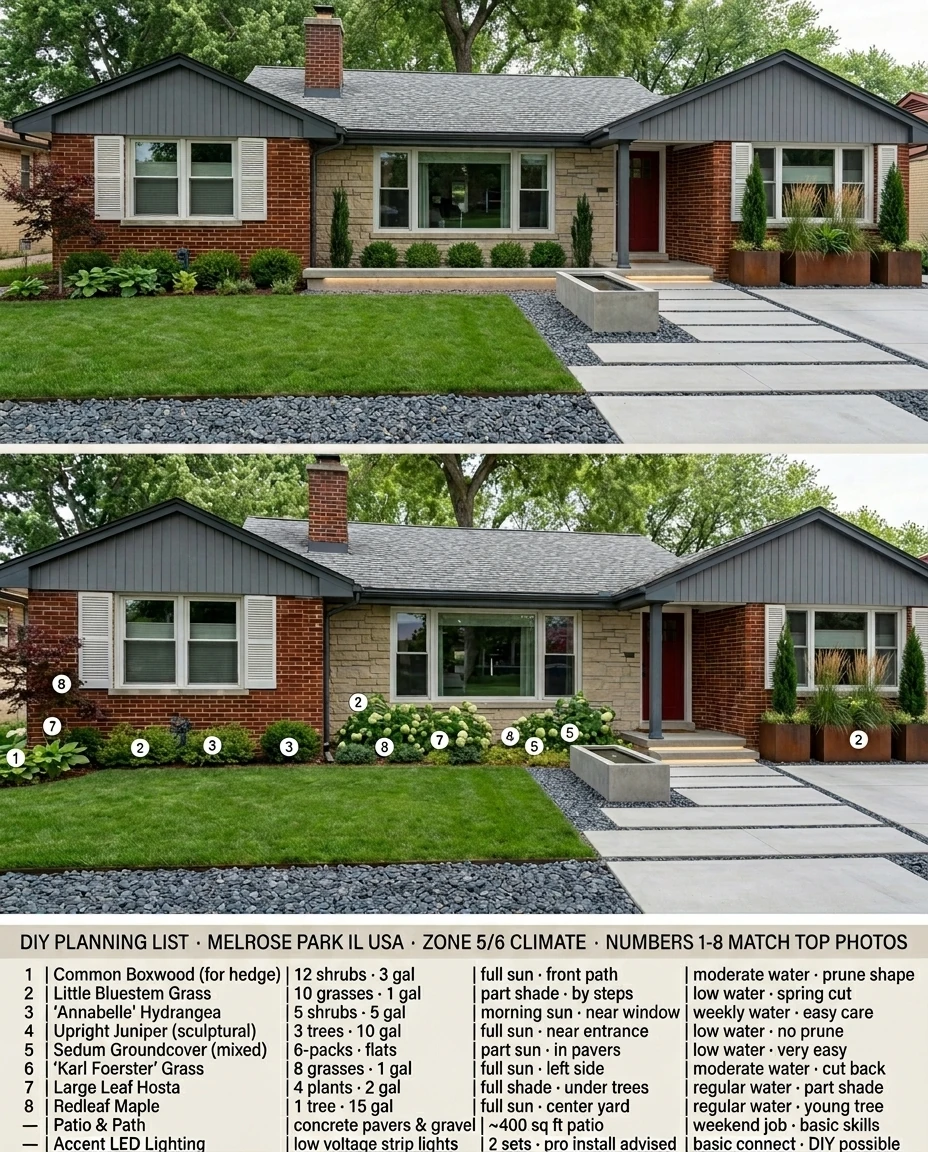 Best quality 3-part design sheet: your design, numbered plants, and DIY planning list